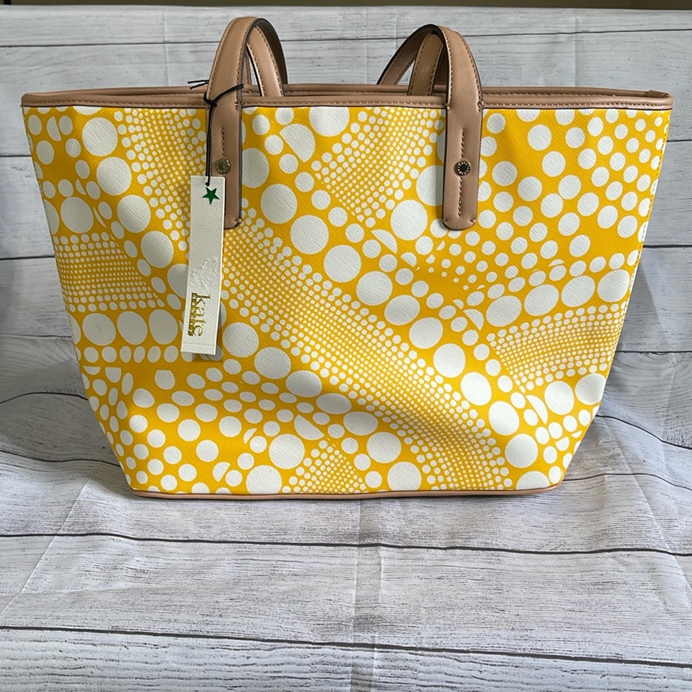 Kate Landry yellow polka-dot large tote